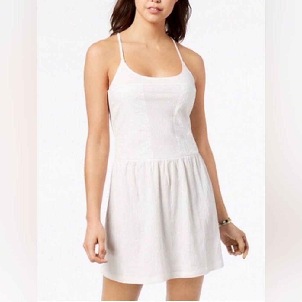 NWT ROXY LaPointe Beaches Embroidered Racerback White Dress M - Picture 2 of 12
